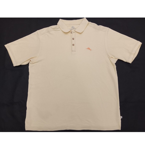 Tommy Bahama Other - Tommy Bahama Men's Cotton Polo Shirt Large Pale Yellow Short Sleeve Marlin